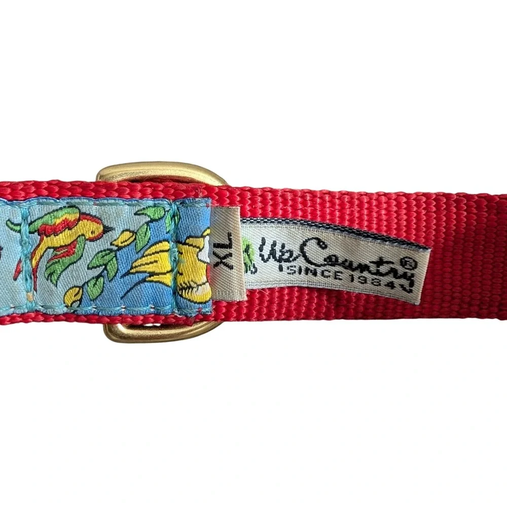 Up Country Dog Collar XL Tattoo Mom Heart Blue Red 1 Inch Wide Adjustable Brass